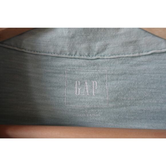 GAP Polo Shirt Mens Large Green Solid Slub Pocket Short Sleeve Casual Soft - Picture 2 of 7